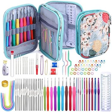 Mayboos 96 Pack Crochet Hooks Set, Ergonomic Knitting Needle Weave Yarn Kits with Storage Case and Crochet Needle Accessories for Beginners and Experienced Crochet Hook Lovers