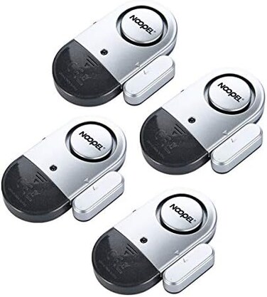Noopel Door Alarms When Opened, 4 Pack 120DB Loud Pool Alarms for Doors, Window Alarm Sensors for Kids Safety, Burglar Entry Alert for Home Security