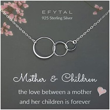EFYTAL Mothers Day Gifts from Daughter, Sterling Silver or Gold Plated 3 Circle Necklace, Mothers Day Necklace, Mothers Day Jewelry, Mama Necklace, Mom Necklace for Women, Mothers Necklace from Kids