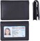Easyoulife RFID Genuine Leather Bifold ID/Business Credit Card Case Holder for Men Slim Front Pocket Wallet Button, Black, Rfid Wallet