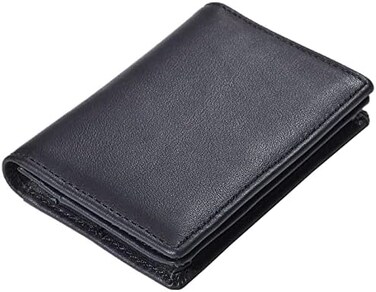 Easyoulife RFID Genuine Leather Bifold ID/Business Credit Card Case Holder for Men Slim Front Pocket Wallet Button, Black, Rfid Wallet