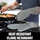 HOMWE Silicone Oven Mitts and Pot Holders, 4-Piece Set, Heavy Duty Cooking Gloves, Kitchen Counter Safe Trivet Mats, Advanced Heat Resistance, Non-Slip Textured Grip, Gray