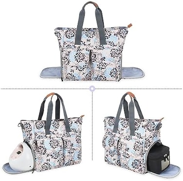 Teamoy Breast Pump Bag Compatible for Spectra S1,S2, Medela and Cooler Bag, Breast Pump Storage Tote with Laptop Sleeve (Up to 14''for Working Moms, Large Capacity and Multi-Function, Dandelion