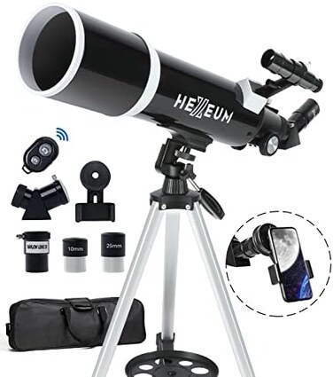 HEXEUM Telescope for AdultsBeginner - 80mm Aperture 600mm Fully Multi-Coated High Transmission Coatings with AZ Mount Tripod Phone Adapter, Carrying Bag, Wireless Control.