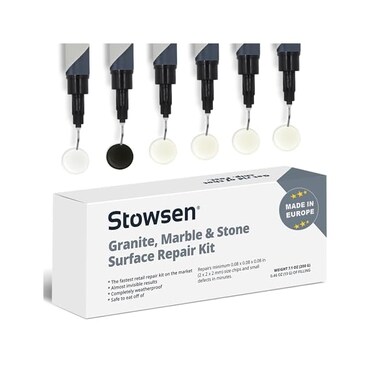 STOWSEN Granite, MarbleStone Repair Kit - Fix ChipsDefects in MinutesRestore TilesCountertops With EaseFor Quartz Corian Marble or StoneFlawless Results Every TimeRepair Up to 20 Chips