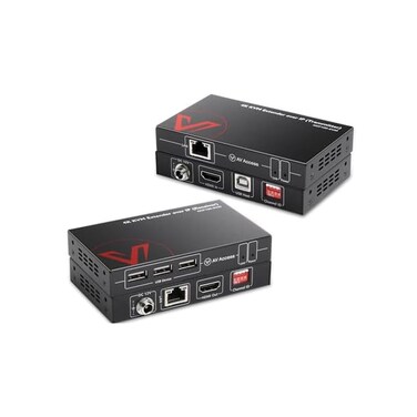 v AV Access 4K HDMI USB KVM Extender TCP/IP Over Single Cat5e/6/6a/7 up to 120M(390ft, 1080P@120Hz, PlugPlay, KeyboardMouse Over Network, Zero Latency, 3 Ports USB Hub, DIP up to 16 Sets (4KIP100-KVM