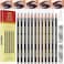 KAIQIKAIXI Waterproof Eyebrow Pencils Brow Pencil Set For Marking, Filling And Outlining, Tattoo Makeup And Microblading Supplies Kit-Permanent Eye Brow Liners In, 12Pcs 5Colors(4Black6Brown2Gray(Mult
