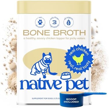 NATIVE Pet Bone Broth and Food Additive for Picky EatersDog Topper for Dry Food (Chicken 5.75 Oz