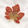 DREAMLANDSALES Vintage Stylish Full Micro Pave Yellow Orange Red Crystal Big Maple Leaf Brooch Pin Autumn Jewelry
