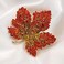 DREAMLANDSALES Vintage Stylish Full Micro Pave Yellow Orange Red Crystal Big Maple Leaf Brooch Pin Autumn Jewelry