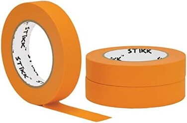 STIKK 3 pk 1" inch x 60yd Orange Painters Tape 14 Day Easy Removal Trim Edge Finishing Decorative Marking Masking Tape (.94 in 24MM