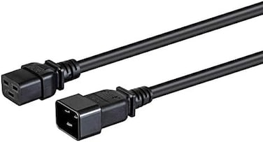 سلك تمديد كهربائي شديد التحمل من مونوبرايس - 6 أقدام - أسود، IEC 60320 C19 إلى IEC 60320 C20، 12AWG، 20 أمبير، Sjtw، 250 فولت