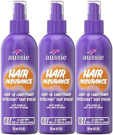 Aussie Leave in Conditioner Spray, with JojobaSea Kelp, Hair Insurance, 8 fl oz, Triple Pack