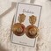 Doubnine Lion Head Earrings Big Coin Gold Circle Dangle Baroque Animal Earrings Vintage 80's Women Accessories Gift