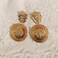 Doubnine Lion Head Earrings Big Coin Gold Circle Dangle Baroque Animal Earrings Vintage 80's Women Accessories Gift