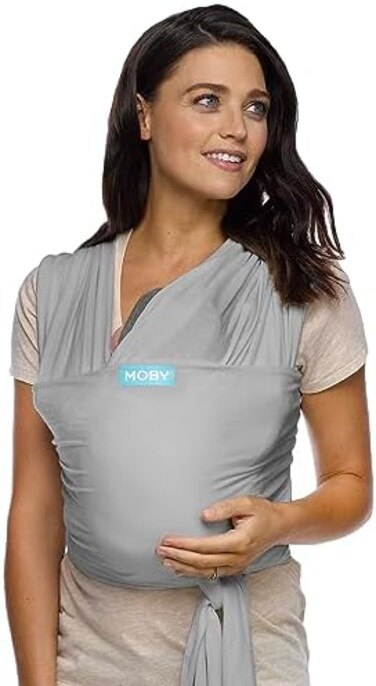 MOBY Classic Baby Wrap Carrier for Newborn to Toddler, Baby Sling from Birth, One Size Fits All, Breathable Stretchy Made from 100% Cotton, Unisex