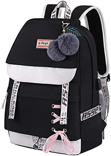 Asge School Backpack Girls School Bag Boys School Bag with Ergonomic Design Backpack Campus Backpack Nylon Waterproof Daypack Women's Leisure Backpack Teenager Fashionable Backpacks
