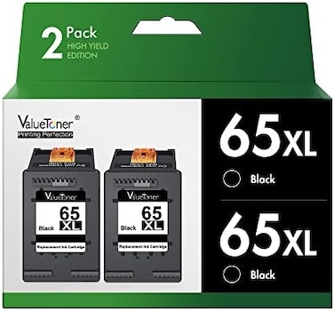 خرطوشة حبر مُعاد تصنيعها من Valuetoner بديلة لخرطوشة HP 65 XL 65XL N9K04AN لطابعات Envy 5055 5052 5058 و DeskJet 3755 2655 3720 3722 3723 3730 3732 3752 3758 2652 2624، شريحة مُحسّنة عالية الإنتاجية (