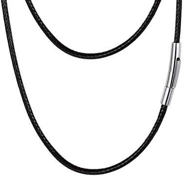 PROSTEEL 22 inch Black Necklace for Men Minimalist Chain for Jewelry Braided Leather Cord