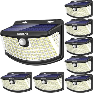 Aootek New Solar Lights 120 LEDs with Lights Reflector,270&deg; Wide Angle, IP65 Waterproof, Easy-to-Install Security Lights for Front Door, Yard, Garage, Deck (4 Pack