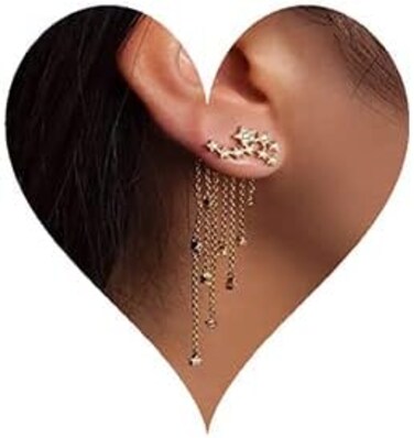 Denifery Shining Stars Tassel Earrings Hanging Exquisite Earrings,for Women and Girls