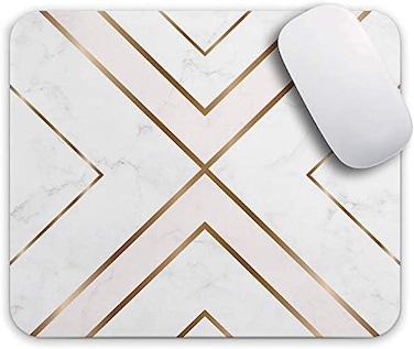 Oriday Gaming Mouse Pad Custom, Modern Gold Cross Line Design for Women Non-Slip Rubber Thick Mouse Pad for Computers Laptop (Chic White