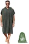 Catalonia Hooded Surf Towel Poncho, Super Water Absorption Microfiber Beach Sand-Proof Wetsuit Changing Robe for Adults Men Women Surfing Swimming Bathing Green