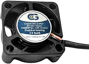 مروحة تبريد إلكترونية صغيرة جدًا من Coolerguys، مقاس 1 بوصة (25×25×10 مم)، مقاومة للماء بمعيار IP67، تعمل بجهد 12 فولت.