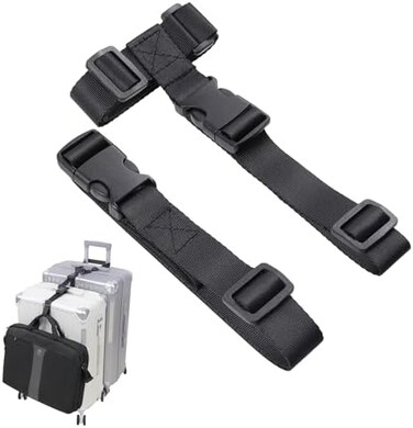 Vigorport Luggage Straps,Two Add a Bag Suitcase Strap Belt,Adjustable Travel Attachment Accessories for Connect Your Three Luggage Together - 2 pack(Black