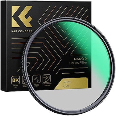 K&amp;F Concept KF Concept 62 mm Circular Polarizers Filter, Ultra Slim Circular Polarizer Filter HD 28 Layer Super Multi-Coated, Waterproof Scratch Resistant CPL Lens Filter for Camera Lens (Nano-X Serie