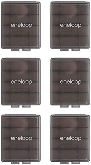 علب تخزين بطاريات Eneloop Panasonic BQ-CASEK6SA الاحترافية، بسعة 4 أو 5 بطاريات AA، لون رمادي داكن (عبوة من 6 قطع)