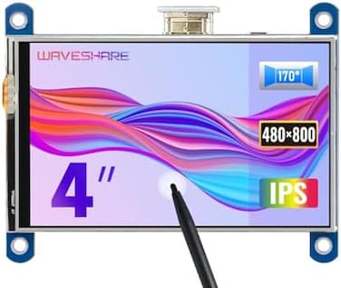 Waveshare Raspberry Pi 4inch HDMI LCD Resistive Touch Screen 800x480 HDMI Interface High Resolution IPS Screen Designed for All Raspberry Pi 4B