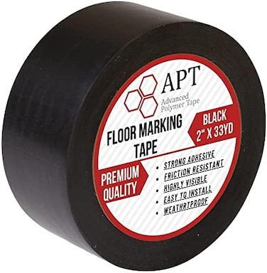 APT Advanced Polymer Tape Multi Color Marking Premium Safety Marking and Dance Floor Splicing 6 mil Thick (1 Roll, Black