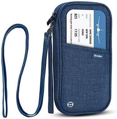 jiemei RFID Family Passport Wallet Holder Waterproof, Travel Document Organizer Credit Card Clutch Bag for Men Women