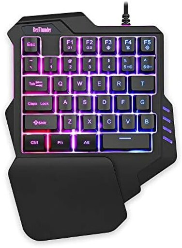 RedThunder G92 One-Handed Gaming Keyboard RGB Backlit Portable Mini Gaming Keypad Ergonomic Game Controller for PC PS4 Xbox Gamer