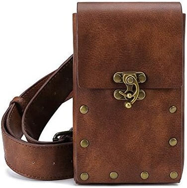 GEAR RAVE Steampunk Hiking Waist Bag Dark Brown Women's Multifunction Fashion Trumpet Postman Messenger Bag Men Belt Bag Mobile Phone Outdoor Bag (Brown