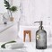 JASAI 18 Oz Vertical Stripes Kitchen Soap Dispenser with 304 Rust Proof Stainless Steel Pump, Refillable Liquid Soap Dispenser for Bathroom, Kitchen, Hand Soap, Dish Soap (Clear Grey