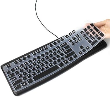 Masino Silicone Keyboard Cover Skin for Logitech K120MK120 Ergonomic Desktop USB Wired Keyboard Waterproof Protector Accessories (Black