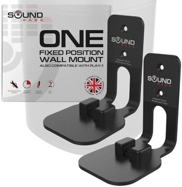 حامل تثبيت جداري ثنائي من نوع Sound Bass 2 x ONE، متوافق مع مكبر الصوت Sonos ONEPLAY1، أسود اللون، متوافق مع مكبر الصوت Sonos ONEPLAY1