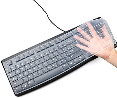 Masino Silicone Keyboard Cover for Logitech K120MK120 Ergonomic Desktop USB Wired Keyboard Ultra Thin Protective Skin (for Logitech MK120 K120, Clear