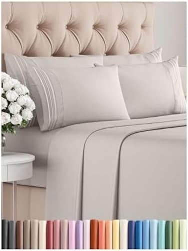 CGK Unlimited Cal King 6 Piece Sheet Set - BreathableCooling Bed Sheets - Hotel Luxury Bed Sheets for Women, Men, KidsTeens - Deep Pockets - Easy Fit - SoftWrinkle Free - Cal King Light Grey Sheets