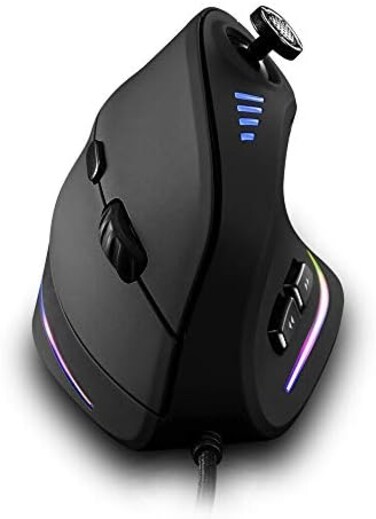 Attoe Vertical Mouse Ergonomic USB Wired Vertical Mouse with [5 D Rocker] [10000 DPI] [11 Programmable Buttons] RGB Gaming Mouse for Gamer/PC/Laptop/Computer