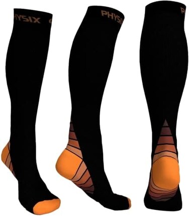 Physix Gear Sport Physix Gear Men's Compression Stockings, Compression Stockings, Women's High Compression Stockings for Travel Plane Pregnant Maternity Compression Cuff Leg Compression Stockings