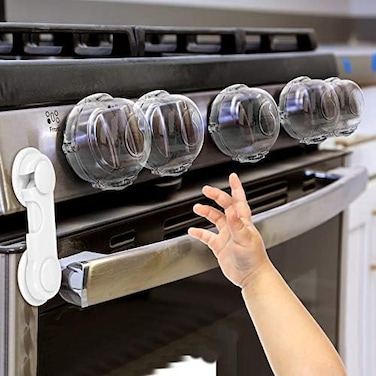 GRENFU Stove Knob Covers for Child Safety (51 PackDouble-Key Design and Upgraded Universal Size Gas Knob Covers Clear View Childproof Oven Knob Covers for Kids, Babies