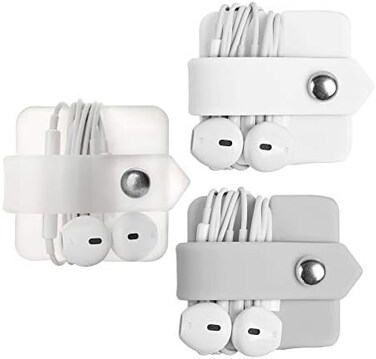 ELFRhino Silicone Earphone Organizer Earphone Wrap Winder Headphone Cord Organizer Wrap Winder Manager/Cable Winder 3 Pieces