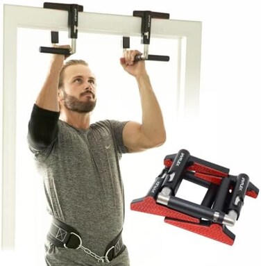 Jayflex CrossGrips Portable Pull Up Bar - No Screw Doorway Pull Up Bar for Work from Home Fitness - Adjustable Door Frame Pull Up Bar Handles - 250 lbs Capacity