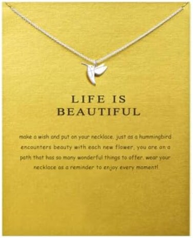 LANG XUAN Message Card Compass Pendant Necklace Friendship Sun Good Luck Elephant Starfish Pendant Chain Necklace with Gift Card