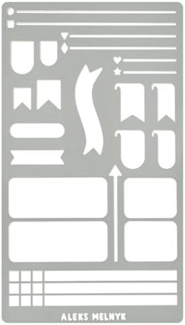 Aleks Melnyk62 Metal Stencil for Bullet Journaling, Planning, Drawing, Banners, Lines, Lists, Planner Stamps, Habit Tracker, Dot Journal Stencil for Diary, Template, Scrapbook, DIY