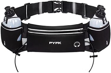 PYFK Upgraded Running Belt with Water Bottle, Waist Bag with Adjustable Straps for Men and Women, Large Pocket Running Fanny Pack Fits 6.5 inches Smartphones, Running Hiking Climbing Waist Pack