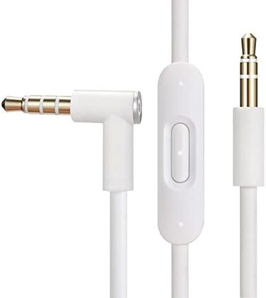 cipher (White- Replacement Audio Cable Cord Wire,Compatible with Beats by Dr.Dre Headphones Studio/Solo/Pro/Detox/Wireless/Mixr/Executive/Pill with in-line Mic and Control- (White